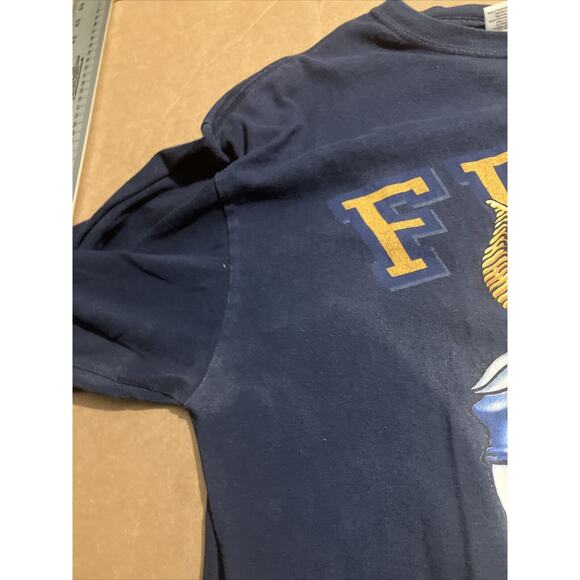 Fear The Goat Navy Graphic Blue Long Sleeve Tee, Size Large Gildan, Crew Neck - Picture 4 of 14